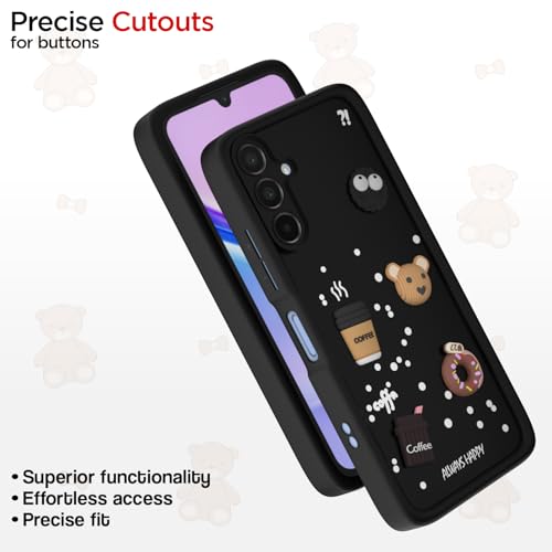 Image of Pikkme Back Cover for Samsung Galaxy A15 4G / A15 5G | Cute Fun Cartoon 3D Bear Silicone Full Body Protection Bumper Cover (Black)