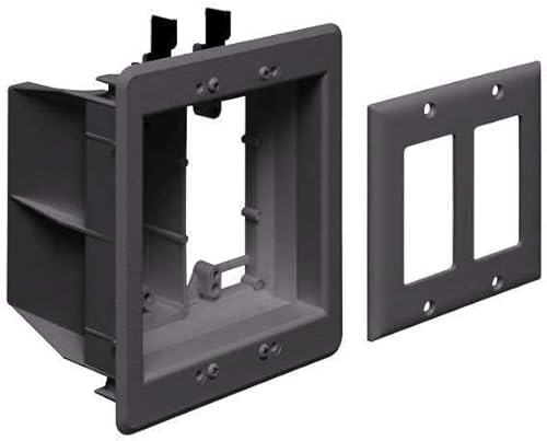 Arlington Industries TVBS505 - Caja de acero para TV de 2 velocidades, empotrable, kit de placa de pared, color blanco, 1 unidad, Negro, TVBU505BL-1