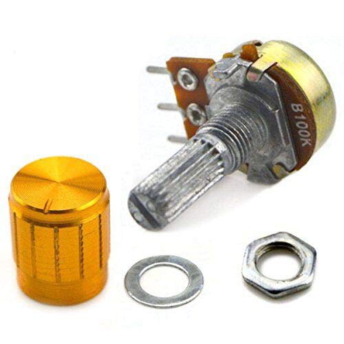 URBEST 20pcs 80-100K OHM Top Adjustment Type Linear Taper Rotary Potentiometer 100KB Pot w Knobs for Control Electrical Devices