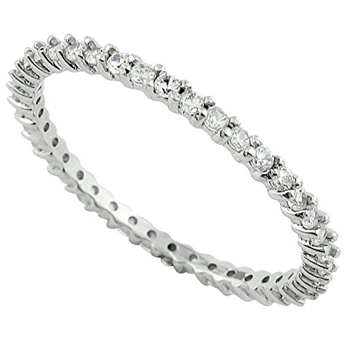 CloseoutWarehouse Cubic Zirconia Stackable Eternity Ring Sterling Silver (Sizes 3-15)