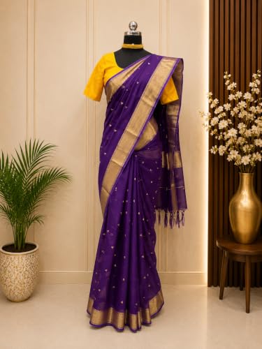 DRIDH TEXTILES purple maheshwari cotton silk saree – image 3