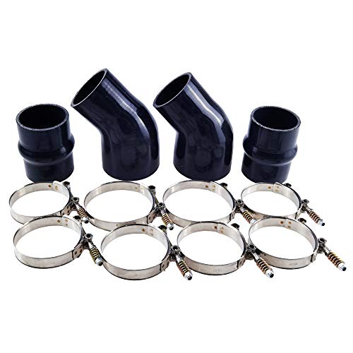 Ucreative Black Silicone Intercooler Boot Kit Compatible With Dodge Ram Cummins Diesel 5.9L 1994-2002