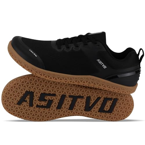 ASITVO Wide Barefoot Shoes Men Gym Zero Drop Sole Minimalist Cross Trainer Width Toe Box Size 8.5 Sneakers Grounding Walking Shoes Black Oxford 41.5