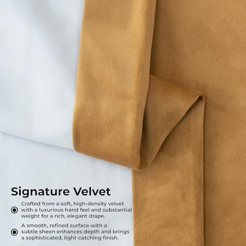 Image of HPD Half Price Drapes Velvet Blackout Curtains /Drapes - 108 Inches Long 1 Panel Blackout Curtain Signature Pleated for Living Room & Bedroom - 25W X 108L, Amber Gold