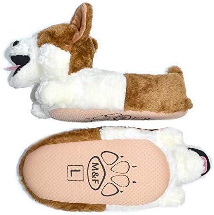 Millffy Classic Bunny Slippers Adult Sized Plush Slippers Kids Size Animal Slippers Shepherd Dog Corgi Costume Footwear(X-Large, Corgi) | Image 3