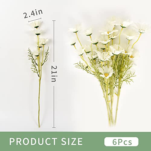Haiops Artificial Daisy Flowers 6 Bundles 21” Faux Silk Daisy Flowers With Stems For Home Garden Vase Décor (White) #TOP4