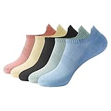 Bamboo Athletic No Show Socks Women Thin Lightweight Breathable Low Ankle Cut Anti Odor Running Non Slip Socks 5 Pairs (Assorted1, Medium)