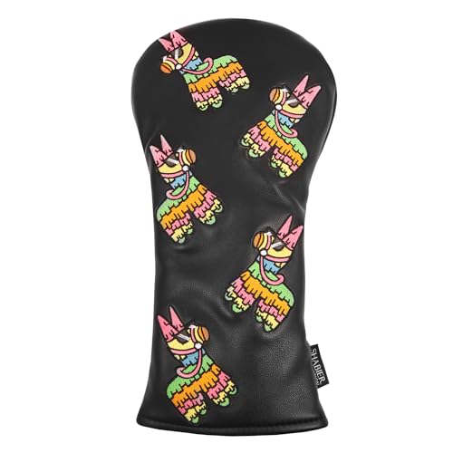 Couvre-tête de golf premium noir avec motif cheval coloré brodé