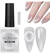 Makartt Holographic Cat Eye Gel Nail Polish, Universal Silver Glitter Nail Polish Shiny Glitter N...