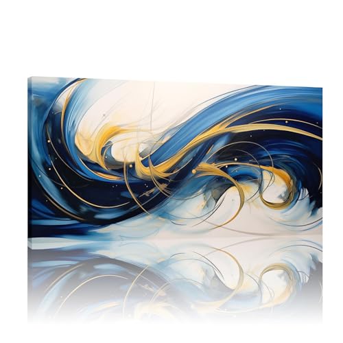 Art mural abstrait bleu : masquez un mur vide avec cette toile 40x80