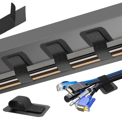 Image of 41pcs Wire Manager for Desk, Cable Management Kit, Under-Desk Cord Organizer, Black Hook and Loop Cable Ties Set with 30x80mm and 30x40mm Sizes