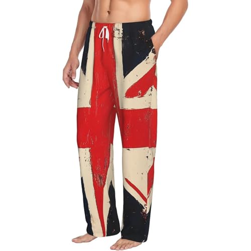 Mens Pajama Pants Soft PJ Bottoms British Flag Sleep Pant Pajama Bottom with Pockets Lounge Pant