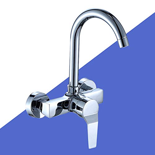 Robinet mural eau chaude et froide en cuivre chromé pour évier cuisine