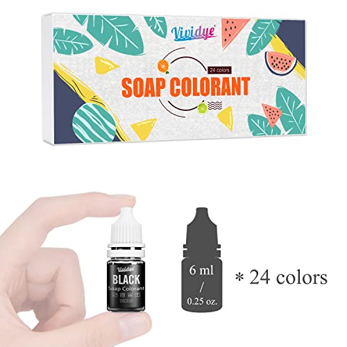 Soap Dye - 24 Color Food Grade Skin Safe Coloring for Bath Bomb and DIY Making Supplies - Liquid Concentrated Colorant Kit for Handmade Soaps and Crafts
