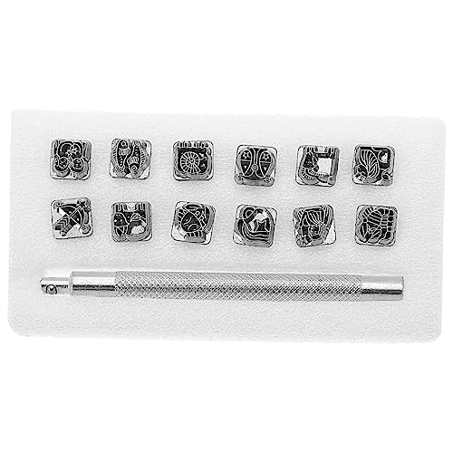 OSALADI DIY Leather Craft Kit Star Gold Stamping 12 Pattern Punch Press Tool Set