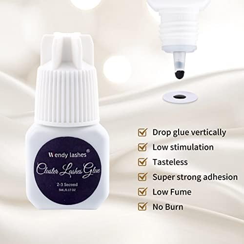 Individual Lash Glue 5ML Black Cluster Lash Glue Long Lasting Waterproof Eye Lash Glue DIY Eyelash Extensions Adhesive Latex Free Cluster Lash Extension Glue(Black Lash Glue-5ml)
