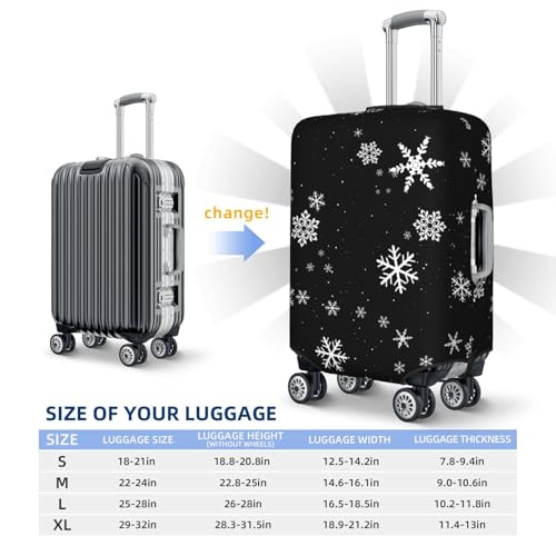 Snowflake Winter Pattern Black And White Luggage Cover, Protective Washable Suitcase Cover - Travel High Elastic Fibers Suitcase Protector Fits Medium3