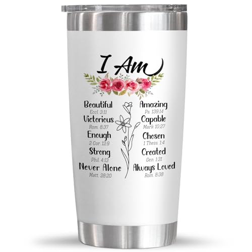 TEEZWONDER Christmas Birthday Gifts for Women - Stainless Steel Insulated Coffee Tumbler with Lid 20...