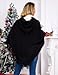 Ferand Ladies' Hooded Cape with Fringed Hem, Crochet Poncho Knitting Patterns for Women, Black