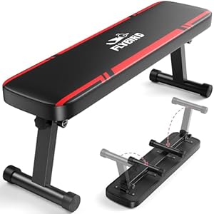FLYBIRD Foldable Flat Weight Bench For Home Gym, Sturdy Strength Training Workout Bench, Space-saving Bench Press Flat Exercise Bench, Easy to Assemble