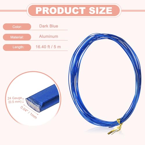 Image of uxcell 1 Rolls 24 Gauge Flat Aluminum Wire, 16.40 ft Soft Craft Wire for Flower Bonsai Crafts Carving DIY Bezel Sculpting Gem Metal Wrap, Dark Blue