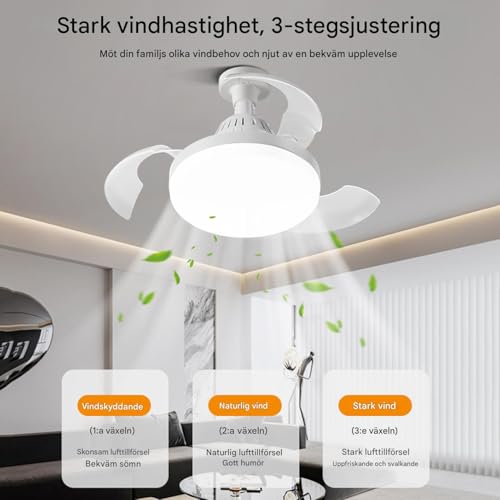 Ventilateur de plafond pour chambre à coucher avec télécommande douce - 3