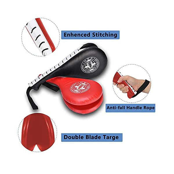 winwon-Taekwondo-Kick-Pads-Target-Durable-TKD-Kicking-Targets-Training-Paddles-Double-Strike-Pads-for-Kickboxing-and-Karate-Training-Style-2Blackred2-pcs Taekwondo Kick Pads, Target Durable TKD Kicking Targets Training Paddles, Double Strike Pads for Kickboxing and Karate Training (Style 2,Black+red,2 pcs)