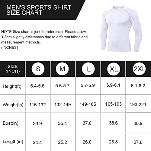 Eargfm Men's Athletic Compression Shirts Long Sleeve Workout Running Base-Layer Cool Dry Active Trainning T-Shirt Tops White #TOP5