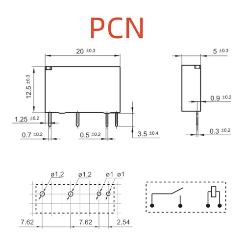 Relé PCN-12V de conmutación eficiente y alta resistencia con 4 pines compactos 2
