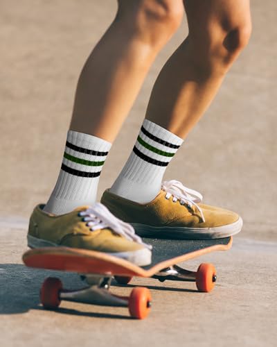 Eurzom 8 Pairs Striped Socks for Men Retro Striped Cotton Crew Athletic Cushion Socks men Size 7-12 6