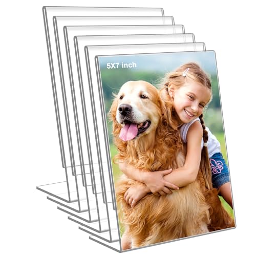 DESONAUT 6 Pack 5"x 7" Clear Acrylic Self Standing Picture