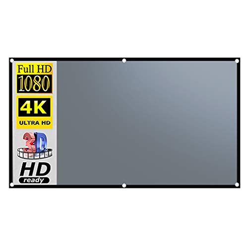 IUBGFTO Pantalla de proyector, Cortina antiluz de Metal 16:9 100/120/133 Pulgadas Pantalla de proyección HD portátil 3D para Oficina al Aire Libre en el hogar (130 Pulgadas)