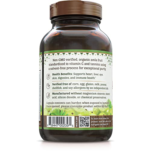Nutrigold Amla Gold Veggie Capsules Amalaki Indian Gooseberry, 500 Mg, 90 Count #TOP4