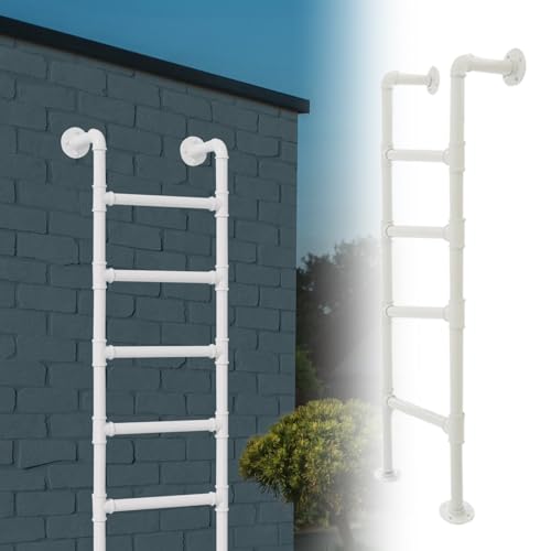 SOKNKSTF Escalera de Exterior para áticos y desván, de 1,0 a 3 m, para sótanos, Ventanas y entradas, montada en la Pared, para litera de Autocaravana, Color Blanco, para lofts y Villas (110 cm/43 pul