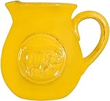 Home Essentials & Beyond Beautiful Decorative Serving Ceramic Medallion Pig Yellow Small .75 Quart Water Juice Milk Pitcher Beverage Dispenser Jar Jug Cooler Vase (Small, Yellow-Medallion Pig)