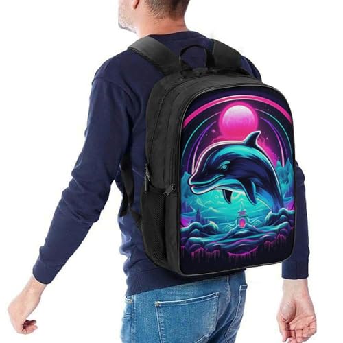 Mochila escolar con estampado de delfines para el instituto y campus 5