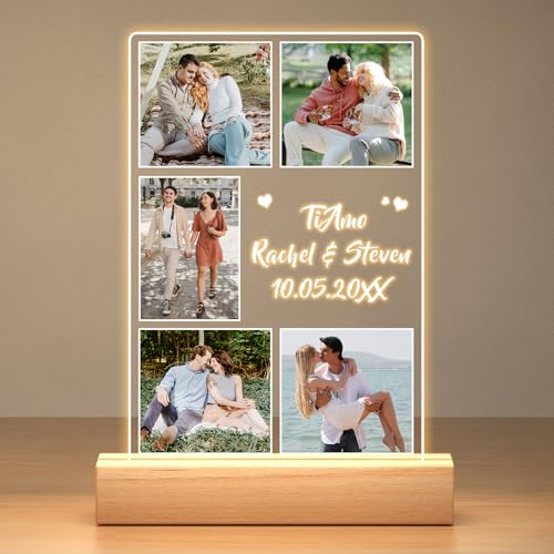 Jkolalin Cornice Personalizzata con Foto, Lampada Personalizzata con Foto, Quadro Personalizzato, Regalo Personalizzato Donna Uomo Fidanzata Fidanzato, Regalo Anniversario San Valentino per Lui Lei