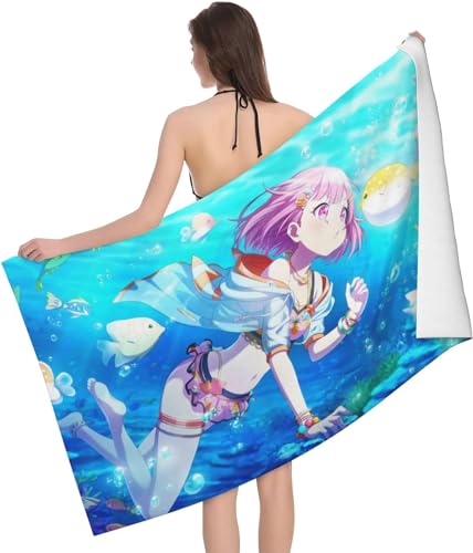 プロジェクトセカイ 鳳えむ ビーチタオル バスタオル 大判 超吸水 速乾タオル 柔らか肌触り おしゃれ 家庭用 80×130cm