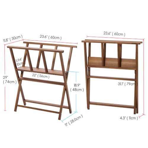 Image of MEEDEN Art Storage Print Rack: Folding Beech Wood Display Rack for Artwork | Art Drying Rack for Posters, Canvas Boards, Prints, Panels, Art Organizer Rack for Artist Studio Office Home Gallery, Walnut
