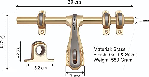 Image of Smart Shophar Iceco Brass Aldrop - Modern Sleek Design - Premium Fixture - Home Security - Heavy-Duty - Bathroom Door Lock - Pack of 2 - Gold Silver - 8 Inches