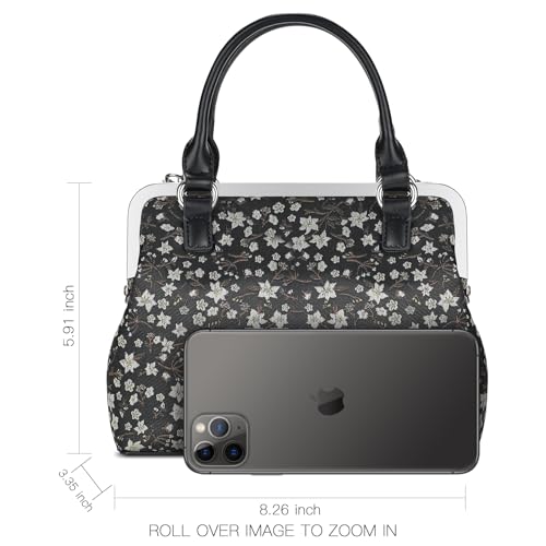 Image of GM LIKKIE Kiss Lock Purses and Handbags, Vintage PU Leather Clutch Purses for Women, Top Handle Evening Handbag