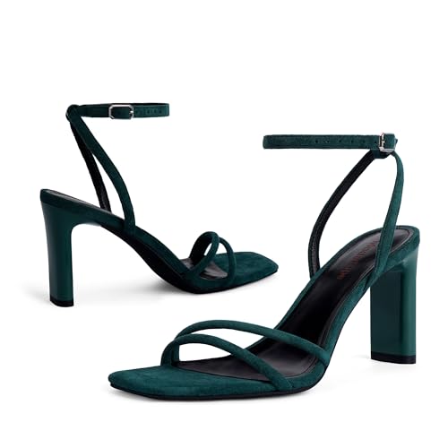 Image of Modatope Womens Sandals Square Open Toe Chunky High Heels Strappy Ankle Strap Sandals Comfort Dress Party Shoes