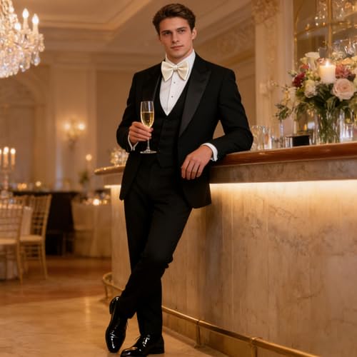 Image of Alizeal Velvet Pre-tied Adjustable Bow Tie for Men Oversize Formal Solid Tuxedo Bowtie
