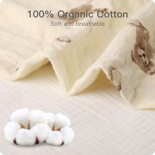 Image of Organic Baby Bassinet Sheets 33 inchx17 inch 100% Muslin Cotton for Baby Girl Boy, Soft Fitted Mattress Pad Cover Compatible with Halo BassiNest Swivel Sleeper, Graco, Baby Delight, Chicco, Angelbliss