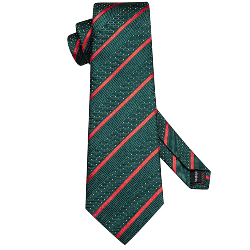Image of Hi-Tie Silk Ties for Men Plaid Paisley Striped Necktie Pocket Square Cufflinks Set Formal Business