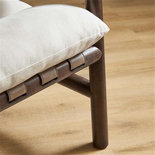 Sillón moderno tapizado beige con estructura de madera miniatura 5