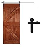 QINAIXQM 6FT Kit de accesorios para puerta de granero traslacional de servicio pesado, resistente y duradero, adecuado para una sola puerta de madera, negro antiguo(Forma Redondo)