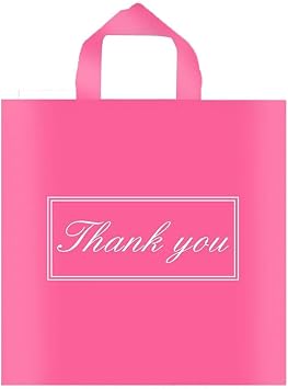 Thank You Bags - 50/100 Pcs, Plastic Shopping Bags with Handle