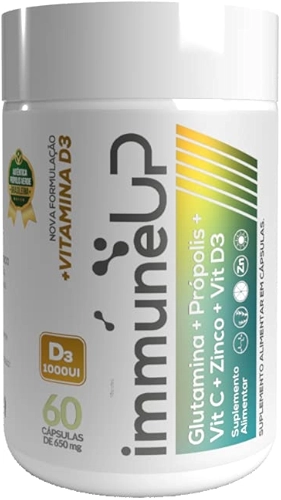 ImmuneUp Glutamina + Própolis + VIT C + Zinco + VIT D3 | Super Complexo com Própolis Verde | Poderoso Antioxidante (60)