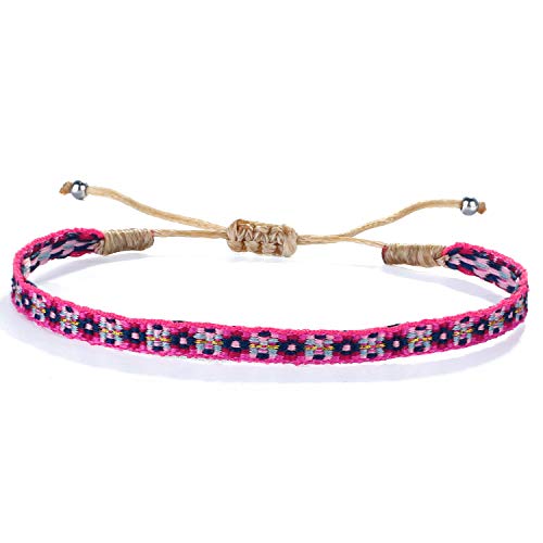 Image of KELITCH Women Friendship Bracelets Star Charm Bracelets Stack Silk Adjustable Bracelets Colorful Rope Strand Bracelets
